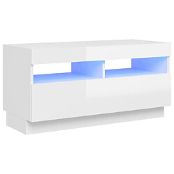 Maison Chic Meubles TV avec lumières LED - Banc TV pour salon blanc brillant 80x35x40 cm -MN21823