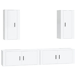 vidaXL Ensemble de meubles TV 4 pcs Blanc brillant Bois d'ingénierie