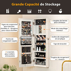 Helloshop26 Armoire à bijoux avec ecran tactile lumineux led verrouillable rangement pour bijoux et cosmétiques 120 cm blanc 20_0007705 pas cher