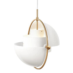 Avis MULTI-LITE-Suspension Métal Ø36cm blanc mat laiton doré câble blanc GUBI - designé par Louis Weisdorf