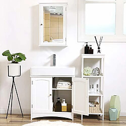 VASAGLE Meuble sous lavabo Armoire de Rangement Meuble de Salle de Bain 2 Portes battantes 2 casiers 1 séparateur Amovible Anti-humidité 60 x 30 x 60 cm Blanc BBC01WT