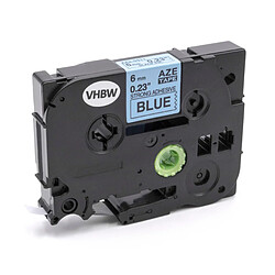 vhbw Cassette de ruban d'écriture 6mm noir sur bleu extra fort pour imprimantes Brother P-Touch 1000, 1000BTS, 1000F, 1005, 1005BTS, 1005F