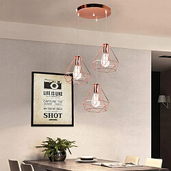 Stoex Lustre Suspension forme Cage Diamant 20cm, Luminaire Industrille Intérieur Vinta