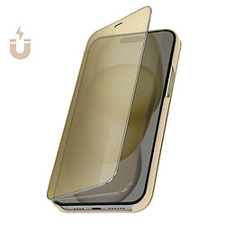 Avizar Étui Clear View pour iPhone 15 Pro Max Clapet Miroir Fonction Support Or pas cher