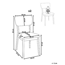 Avis Beliani Bois d'hévéa Chaise de salle à manger Set de 2 Bois clair MINIER