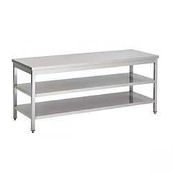 Table Inox Professionnelle Avec Renfort & 2 Etagères - Gamme 600 - Combisteel