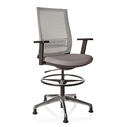 Tabouret de travail / chaise de comptoir TOP WORK 99 tissu maille gris hjh OFFICE pas cher