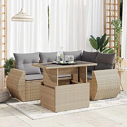 vidaXL Salon de jardin avec coussins 5 pcs beige résine tressée