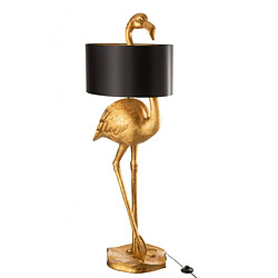 Dansmamaison Lampe Flamant Rose Resine Or/Noir