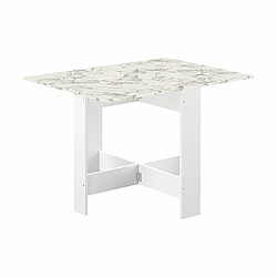 Avis Mes Table pliante deux abattants blanc et plateau effet marbre - OPTIMUM