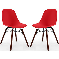 ICONIK INTERIOR Chaises de Salle à Manger - Design Scandinave - Pieds en Bois Sombre - Lot de 2 - Skögur Rouge