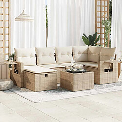 vidaXL Salon de jardin avec coussins 7 pcs beige résine tressée