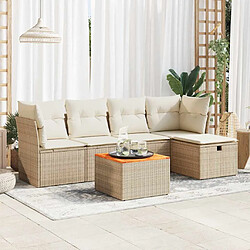 vidaXL Salon de jardin avec coussins 6 pcs beige résine tressée