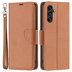 Etui en PU texture litchi, antichoc avec support pour votre Samsung Galaxy A14 5G - marron