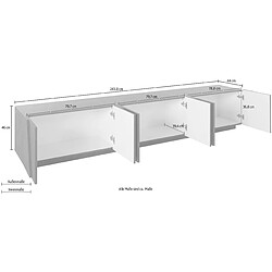 Acheter Alter Meuble de salon Meuble TV, Made in Italy, Meuble TV avec 6 portes battantes avec détail, 244x44h46 cm, couleur blanc brillant