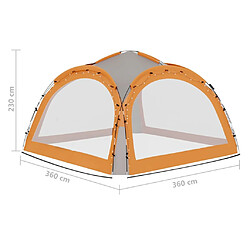 vidaXL Tente de réception LED et 4 parois 3,6x3,6x2,3 m Gris et orange pas cher