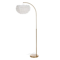 BigBuy Home Lampadaire Blanc Doré Métal Plumes 60 W 220-240 V 68 x 40 x 175 cm 