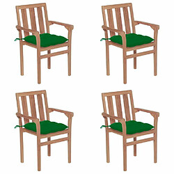 Maison Chic Lot de 4 Chaises de jardin avec coussins,Fauteuil d'extérieur empilables Teck solide -MN69676