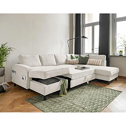 Acheter Bestmobilier Molly - Canapé panoramique d'angle droit 7 places convertible avec coffre en tissu