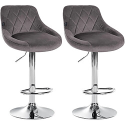 Non Lot de 2 tabourets de bar Lazio velours chrome