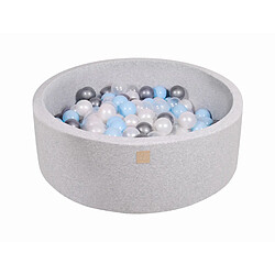 MEOWBABY Piscine à Balles pour Bébé - Rond 90x30cm avec 200 Balle, Coton, Gris Clair: Bleu Clair/Transparente/Argenté/Blanc Perlé