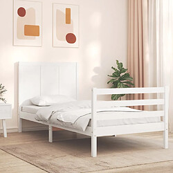 Avis Maison Chic Cadre/structure de lit avec tête de lit pour adulte - Lit Moderne Chambre blanc petit simple bois massif -MN16221