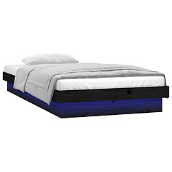 Acheter vidaXL Cadre de lit à LED sans matelas noir 90x200 cm bois massif