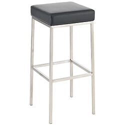 Decoshop26 Lot de 2 tabourets de bar avec repose-pieds design simple hauteur 85 cm en PVC noir et acier inoxydable 10_0004371