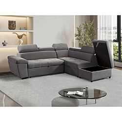 Avis Vente-Unique Canapé d'angle droit convertible en tissu texturé gris VALDERAS