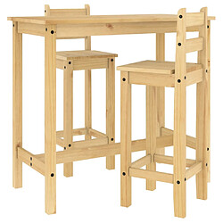 vidaXL Ensemble de bar 3 pcs Bois de pin massif