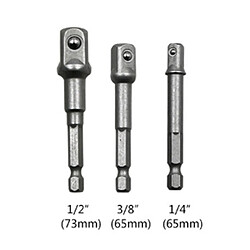 Wewoo 3 PCS / Set Socket Bit Extension Barre Hex Shank Adaptateur Foret Écrou Puissance Mèche 1/4, 3/8, 1/2 pouce, Longueur: 65-73mm