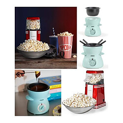 Livoo Fondue à Chocolat 25W 25ml Bleue Bol amovible en aluminium + MACHINE A POP-CORN ELECTRIQUE 1200W Rouge/Blanc