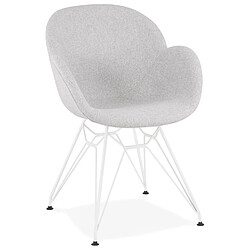 Alterego Chaise moderne 'ATOL' en tissu gris clair avec pieds en métal blanc