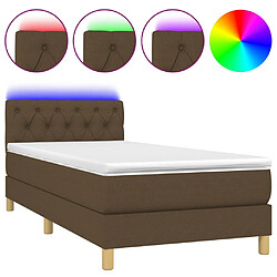 vidaXL Sommier à lattes de lit et matelas et LED Marron foncé 80x200cm