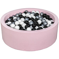 Velinda Piscine à balles Aire de jeu + 450 balles rose noir, blanc, argent