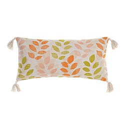 Coussin DKD Home Decor Beige Polyester Coton Aluminium Multicouleur Shabby Chic Feuille d'une plante (60 x 10 x 30 cm)