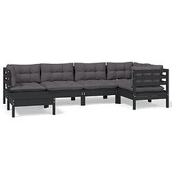 Maison Chic Salon de jardin 6 pcs + coussins - Mobilier/Meubles de jardin - Table et chaises d'extérieur Noir Bois de pin massif -MN15980