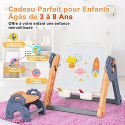 Avis Helloshop26 Table enfant pliable 6 en 1 avec chaise et plateau double face & réglable chevalet enfants en hdpe avec 105 blocs & 6 marqueurs & 1 gomme charge 75kg 20_0007030