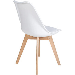 Decoshop26 Lot de 6 chaises de salle à manger cuisine en plastique et PVC blanc châssis en bois 10_0003220