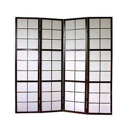 Pegane Paravent japonais Shoji en bois noir de 4 pans