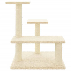 Helloshop26 Arbre à chat meuble tour grimper jouet grattage grattoir escalade plateforme avec griffoirs en sisal 61 cm crème 02_0022518