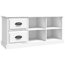 Maison Chic Meuble TV scandinave - Banc TV pour salon blanc 102x35,5x47,5 cm bois d'ingénierie -MN94655