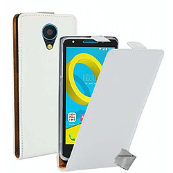 Htdmobiles Housse etui PU cuir fine pour Alcatel U5 + film ecran - BLANC