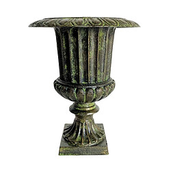 L'Héritier Du Temps Vase Vasque Richelieu Jardinière Style Medicis Pot de Fleur en Fonte Verte 30,5x30,5x37,5cm