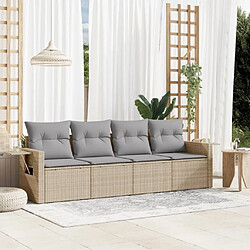 Maison Chic Salon de jardin avec coussins 4 pcs | Ensemble de Table et chaises | Mobilier d'Extérieur beige résine tressée -GKD21708