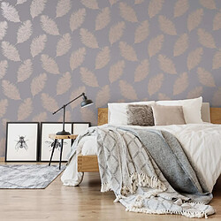 DUTCH WALLCOVERINGS Papier peint Fawning Feather Gris et doré rose