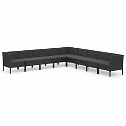 Maison Chic Salon de jardin 9 pcs + coussins - Mobilier/Meubles de jardin - Table et chaises d'extérieur Résine tressée Noir -MN92017