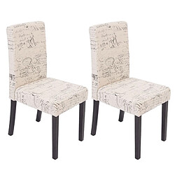 Mendler Lot de 2 chaises de séjour Littau ~ tissu words fabric, pieds foncés