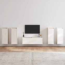 vidaXL Meubles TV 5 pcs Blanc Bois massif de pin