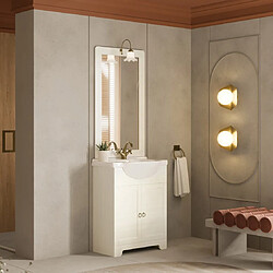 Kiamami Valentina MEUBLE DE SALLE DE BAIN AU SOL BLANC DÉCAPÉ 65CM 2 PORTES | TOSCANA